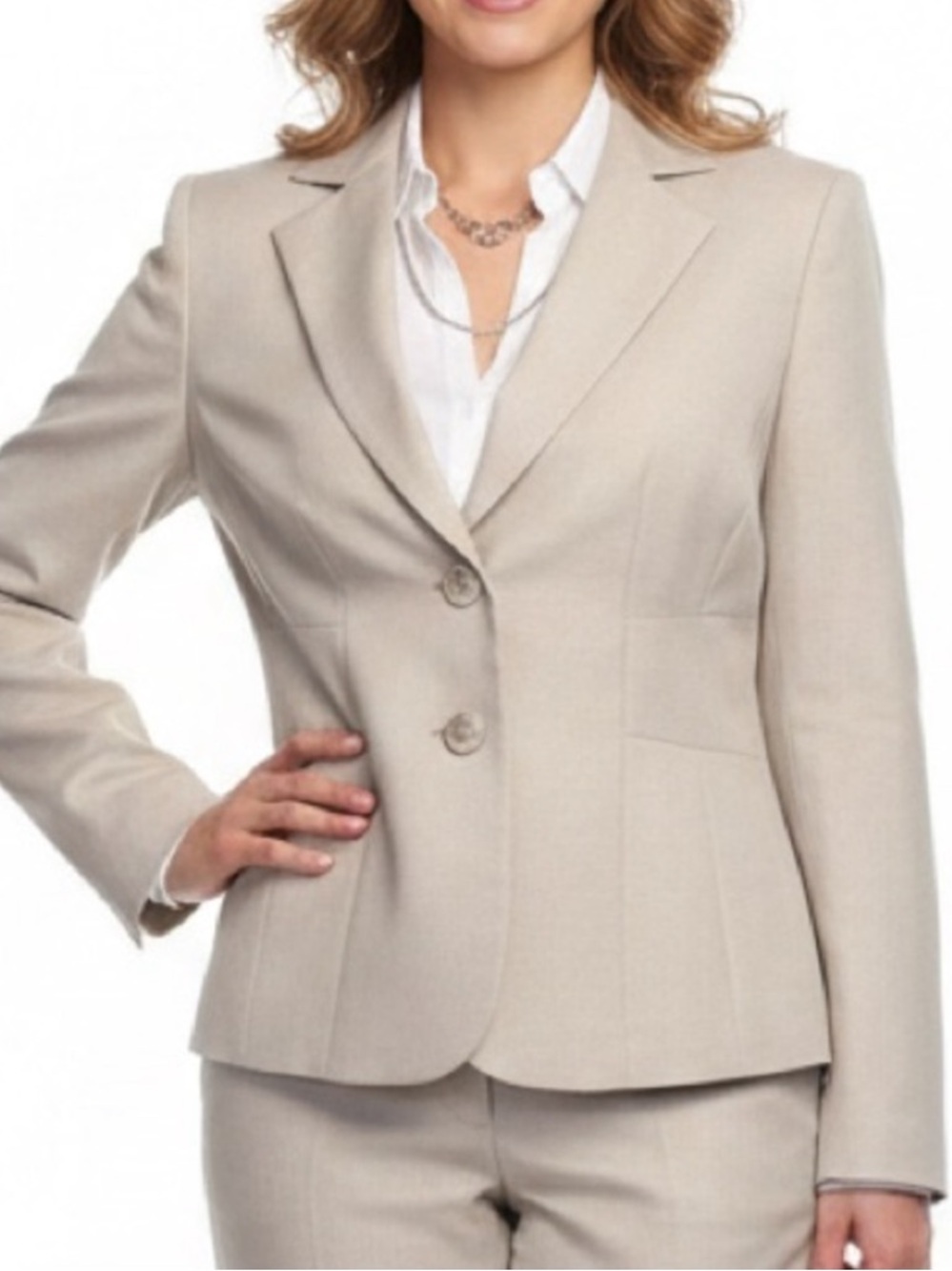 Evan Picone Blazer Jacket 10 Beige Wrinkle Resistant Black Label NWT